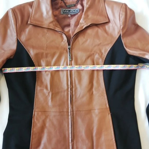 NWT Guillaume Leather Jacket Zip Front Brown with Black Stretch Sides Small - Picture 14 of 17